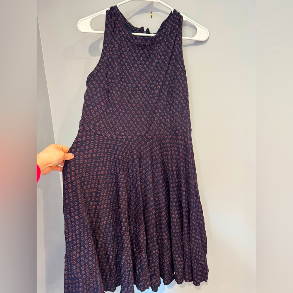 NEW w/ Tags! Ann Taylor Loft Pattern Dress in Navy and Purple. Size Med-Petite.